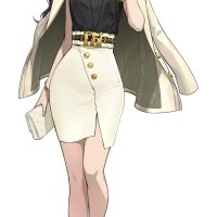 yoo soohyun solo leveling absurdres highres official art 1girl full body high heels long hair purple eyes purple hair solo