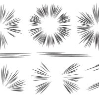 Manga speed lines effect. Comic motion elements. Action graphic flash burst and explosive boom isolated on white background. Abstract graphic illustration. 48449957 Vector Art at Vecteezy