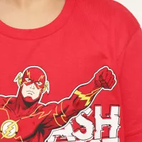 Camiseta Infantil DC Comics Flash Manga Curta Vermelha