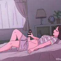 Cartoon Futanari Masturbating on Bed and Cuming a Lot