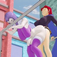 3D Futa Raven Fucked in Standing Doggy by Dick Girl Redhead