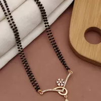 Buy Stylish Floral AD Pendant Rose Gold Short Mangalsutra Online