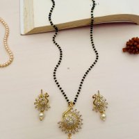 Gold Finish Peacock Design AD Mangalsutra