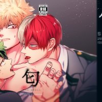 bakugou katsuki midoriya izuku todoroki shouto boku no hero academia 10s 3boys blush licking male focus multicolored hair multiple boys muscular size difference tongue undressing yaoi