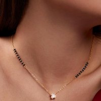 Buy MINUTIAE Stylish Solitaire Mangalsutra Pendant Necklace Black Beads For Women With Extendable Chain Gold at Amazon.in
