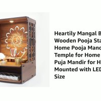 Heartily Mangal Beautiful Wooden Pooja Stand for Home Pooja Mandir for Home Temple for Home and Office Puja Mandir for Home Wall Mounted with LED Spot Light Size H- 15.5 L- 11.5