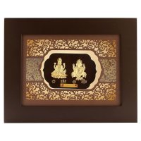 Pk Pk Jewellers Wood Laxmi Ganesh 24K Pure Gold Art Frame For Home Rectangular God Photo Frame For Diwali Festival Golden Wall Frame Of Laxmi Ganesh18 X 33 Cm : Amazon.in: