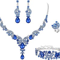Buy EVER FAITH Rhinestone Crystal Bridal Floral Wave Teardrop Necklace Earrings Set crystal No Gemstone at Amazon.in