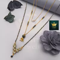 DHARM JEWELS Gold Plated 2 pcs 18 inch short chest size Mangalsutra With 1 pendent chain set. Alloy Mangalsutra Price in India