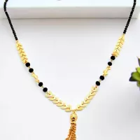 Buy Women Gold Plated Leaf Pattern Chain With Pendant Mangalsutra