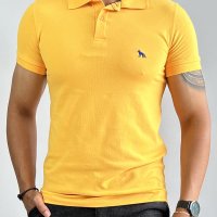 Camiseta Gola Polo Amarelo Manga Logo Bordada