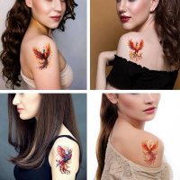 : Dopetattoo 6 hojas de tatuajes falsos temporales para hombres y adultos tatuaje falso temporal de Phoenix para mujeres cuello brazo pecho para mujer : Belleza y Cuidado Personal