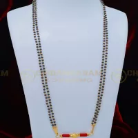 Buy One Gram Gold Red Coral Mangalsutra 2 Line Black Bead Indian Wedding Thali Designs Online