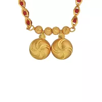 Gold plated Brass Spiral design double wati Red long Bead Fashion