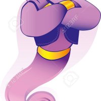 Illustration Of A Wicked Looking Jinn Or Genie Coming Out Of A Classic Gold Magic Oil Lamp Like The One In The Aladdin Story Royalty Free SVG Cliparts Vectors and Stock Illustration.