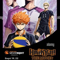 HAIKYU!! THE MOVIE: BATTLE OF THE CONCEPTS aka HAIKYU!!: KONSEPUTO NO TATAKAI US poster clockwise from top Tetsuro Kuroo Kei Tsukishima Shoyo Hinata Satori Tendo 2017. Crunchyrollcourtesy Everett Collection Stock Photo -