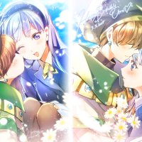 iyutani ascot rayearth ryuuzaki umi magic knight rayearth black headwear brown legwear highres 2018 2boys 2girls d blue eyes blue hair blue hairband blue jacket blue skirt blush brown hair character name