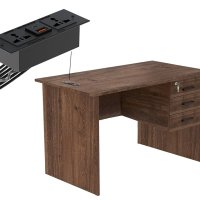 Mahmayi Modern with Hanging Storage Drawer MP1-1260 Study Writing Table BS01 Super Recessed Socket Board Executive Desk for Adults Schools Laptop Computer Workstation
