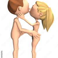 Toon couple kissing and holding each other. Nude Stock Illustration
