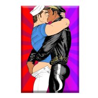 : Tom of Finland KISS POW Magnet Gay Queer Comic Cartoon Leather Pink Blue 2 x 3 inch : Home Kitchen
