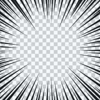 Manga Speed Burst Frame. Radial Anime Speed Lines. Crash Zoom Effect For Comic Book. Radial Lines Overlay Template. Manga Brust Frame. Boom Effect. Vector Illustration On Transparent Background. Royalty Free SVG Cliparts