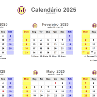 Calendrio 2025 com feriados municipais fases da lua e datas comemorativas