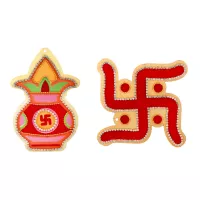Mangal Kalash Approx 1pc Ornate Stone Hanging D?cor Swastika 1pc