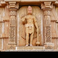 Carving Sculpture of Lord Hanumana With Gada Mangalay Temples Ratlam Madhya Pradesh India Stock Photo