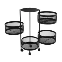 Zwarte trolley draaibare manden