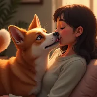 Female canine atomically correct giving sloppy blowjob to human male