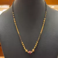 Mangalya Chain Gold Black Chain Designs Chennai Shopping Mall SHORT BLACK BEADS 22K Yellow Gold