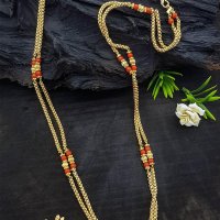 Fancy Mangalya Chain Microgold Plated Double Line 30inches Coral Mangalya Chain