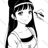 Anime Manga Girl with Makeup Royalty Free Vector Image