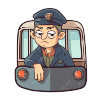 Cartoon Buschauffeur Met Een Spuit In Zijn Oog Clipart Vector Stickerontwerp Met Cartoon Buschauffeur Geïsoleerd Sticker Afbeelding PNG Met Transparante Achtergrond Gratis