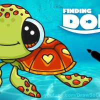 How to Draw Squirt from Finding Dory step by step Cute -Sea Turtle