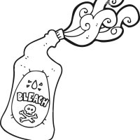 freehand drawn black and white cartoon bleach bottle squirting Stock Vector Image Art