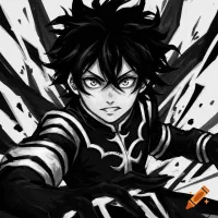 Colorful manga artwork with blue black and red tones on Craiyon
