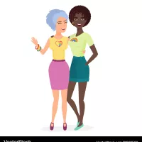 Cute Lesbian Couple Cartoon Royalty Free Vector Image