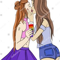 Fashion Cartoon Card Lesbian Family Two Stock Vector Royalty Free 1730487640