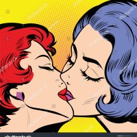 Romantic Lesbian Couple Kissing Retro Comic Stock Vector Royalty Free 1450727051