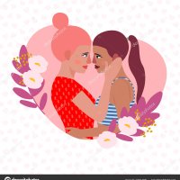 Vector Illustratie Lesbisch Koppel Cartoon Karakter Vrouw Lesbisch Liefde Kaart stockvector door KatrinOgar 220717200
