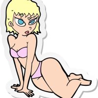 sticker van een cartoon sexy vrouw in ondergoed 12361899 Vectorkunst bij Vecteezy