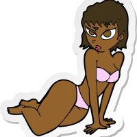 sticker van een cartoon sexy vrouw in ondergoed 10605130 Vectorkunst bij Vecteezy