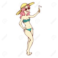 Geïsoleerde Cartoon Sexy Meisje Nemen Selfie In Bikini Royalty vrije SVG Cliparts Vectoren en Stock Illustratie. Image 37177735