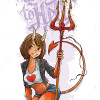 Cartoon Sexy Duivelmeisje Met Horens En Trident Vector Illustratie