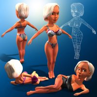 3D Sexy Cartoon Girl Character Rig