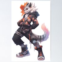 Werewolf anthropomorphic hybrid wolf creature manga anime whimsical Poster for Sale by GrimoireMagick
