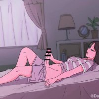 Cartoon Futanari Masturbating on Bed and Cuming a Lot