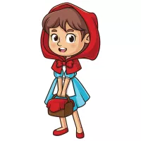 Cute Little Red Riding Hood Cartoon Vector Illustration