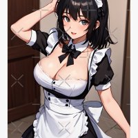 Big Tits Black Hair Anime Girl in maid Outfit Postcard for Sale by kenvel
